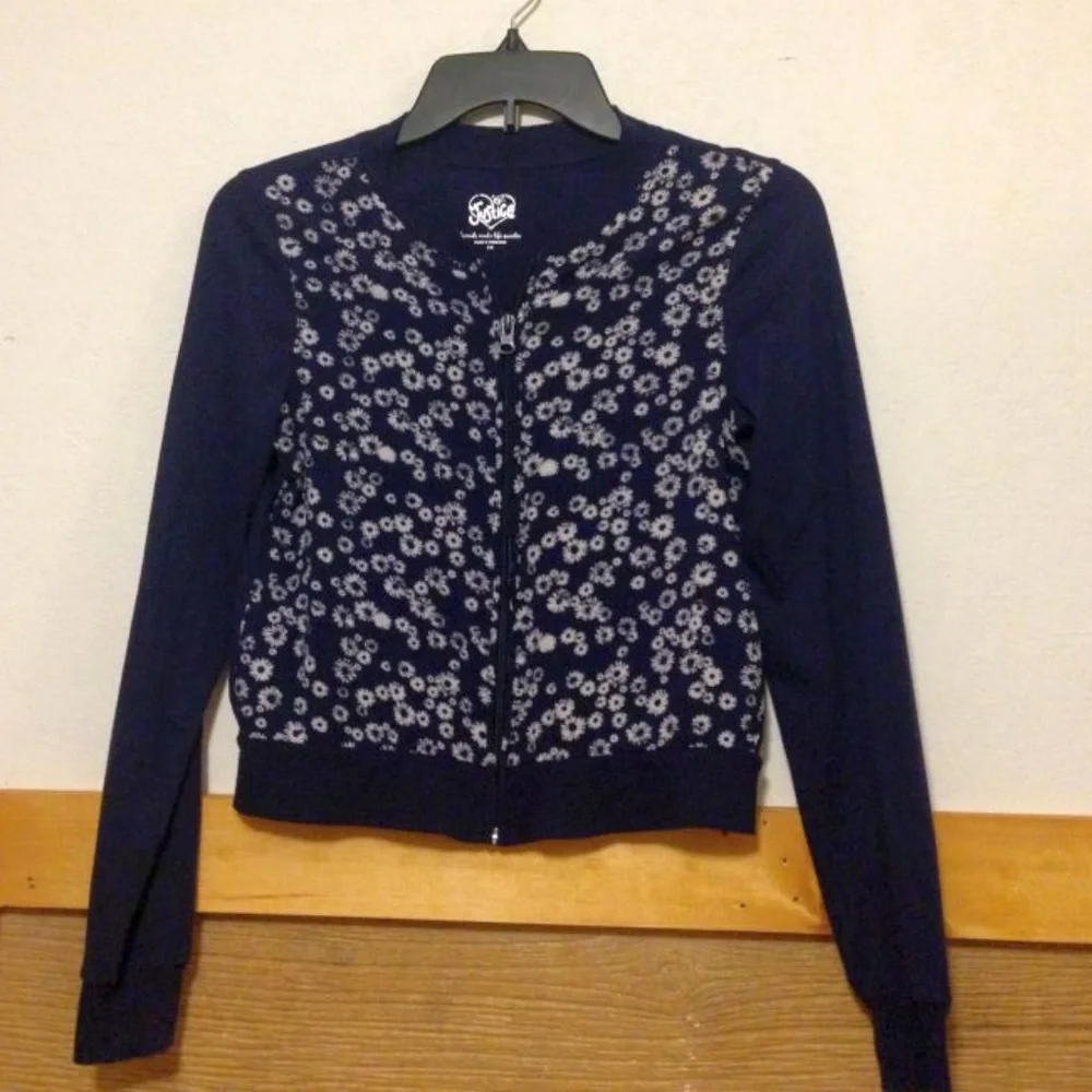 Justice zip up lite weight jacket/top sz 14